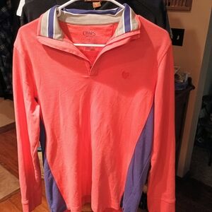 Chaps Coral and Purple Long Sleeve Polo
